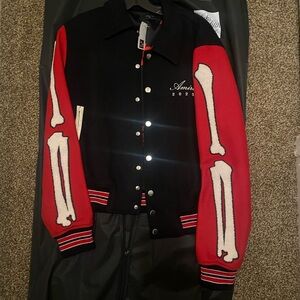 AMIRI Black and Red Varsity Jacket